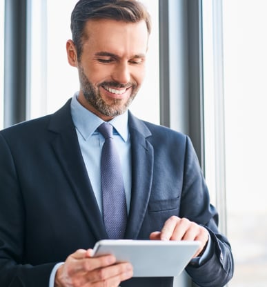 Man looking at the tablet